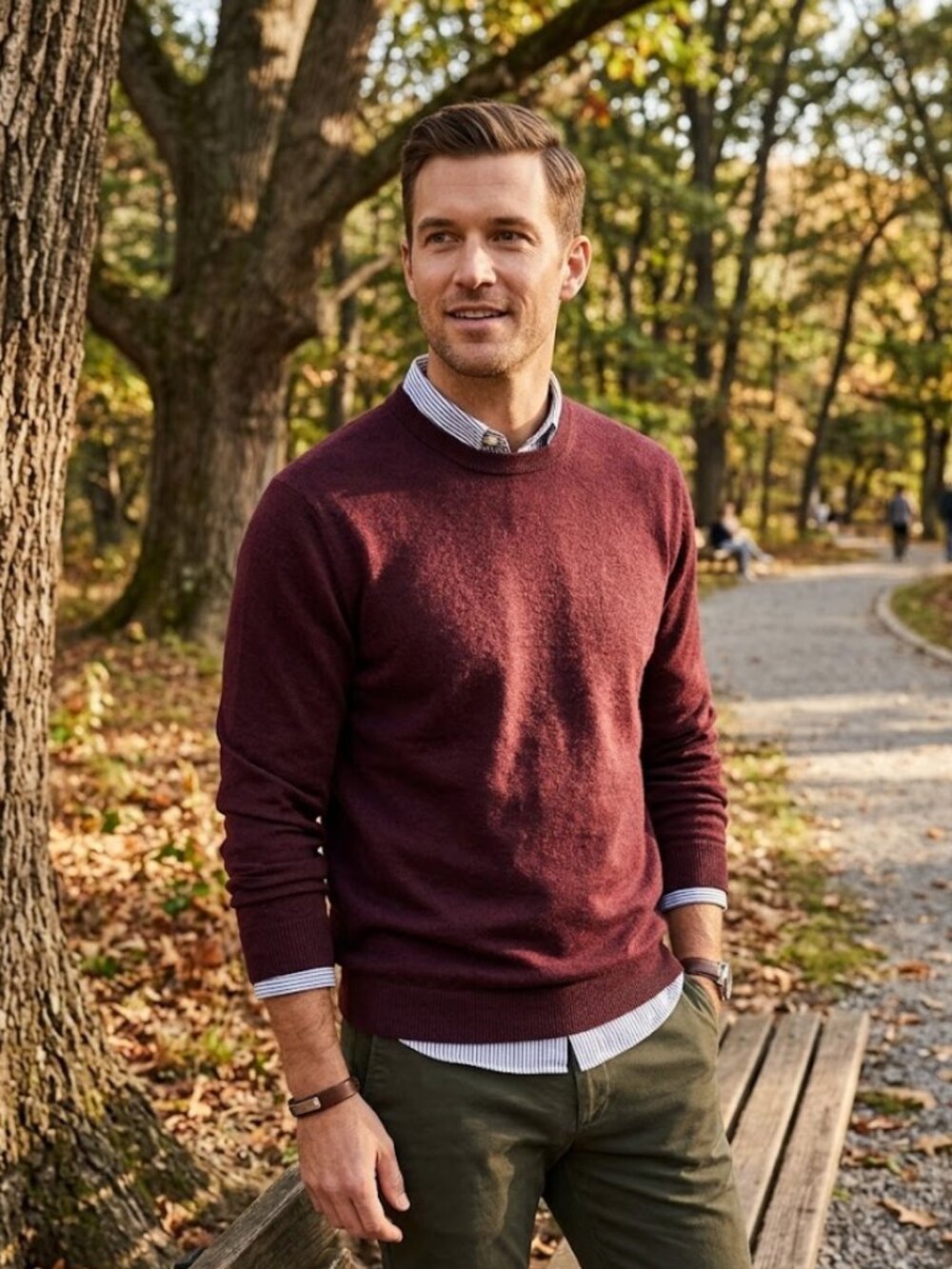 Hart Schaffner Marx Sz Large 100% Extra Fine Merino Wool Sweater Burgandy Casual
